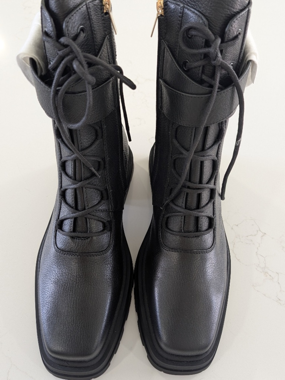 Jimmy Choo Noemi 45 Black Grainy Leather Pearl Combat Ankle Boots 41.5 Italy New